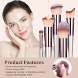 Pink 18-Piece Makeup Brush Set - Professional Synthetic Fiber Brushes with Wooden Handles for Flawless Beauty