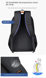 Black Large Capacity Business Backpack for Men and Women - Waterproof Laptop School Bag with Breathable Design