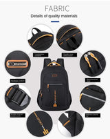 Black And Green Large Capacity Business Backpack for Men and Women - Waterproof Laptop School Bag with Breathable Design - Close-Up Angle