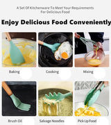 White And Brown 12-Piece Silicone Kitchen Utensil Set - Non-Stick Food-Grade Silicone Cooking Tools with Wooden Handles and Holder - Extra Image