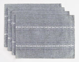 4 Pcs Blue Woven Placemats - Heat Resistant Kitchen Table Mats, Coffee Tea Cup Coasters, Linen Blend Dining Decor - Rear View