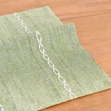 4 Pcs Green Woven Placemats - Heat Resistant Kitchen Table Mats, Coffee Tea Cup Coasters, Linen Blend Dining Decor - Rear View
