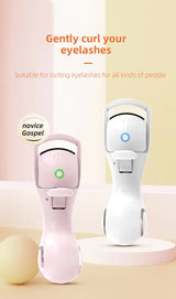 White Heated Eyelash Curler - 3 Temperature Settings, Long-Lasting Curl, Mini Electric Lash Curler - Front View