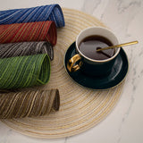 8 Pcs Khaki Woven Round Placemat - Non-Slip, Heat-Resistant Dining Table Mat,  36cm - Front View