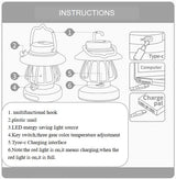 White Retro Snail Night Light - Portable Rechargeable Camping Lantern with Hook, 3-Color Dimming - Extra Image