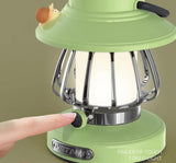Green Retro Snail Night Light - Portable Rechargeable Camping Lantern with Hook, 3-Color Dimming