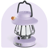 Purple Retro Snail Night Light - Portable Rechargeable Camping Lantern with Hook, 3-Color Dimming