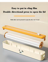 2 Pcs Beige And Yellow Bidirectional Cling Film Cutter - Reusable Wrap Dispenser for Cling Film, Foil, and Parchment, 36x7x5cm (Cling Film Not Included) - 45-Degree Angle