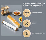 2 Pcs Beige And Yellow Bidirectional Cling Film Cutter - Reusable Wrap Dispenser for Cling Film, Foil, and Parchment, 36x7x5cm (Cling Film Not Included) - Close-Up Angle