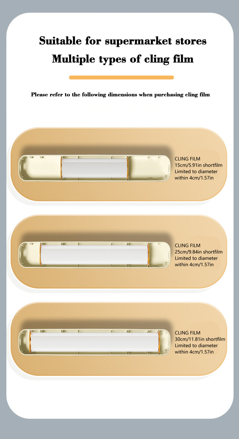 2 Pcs Beige And Blue Bidirectional Cling Film Cutter - Reusable Wrap Dispenser for Cling Film, Foil, and Parchment, 36x7x5cm (Cling Film Not Included)