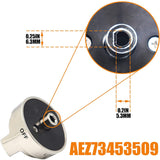2 Pcs Silver AEZ73453509 Oven Stove Knob Assembly - Stainless Steel Replacement for AEZ72909008, Easy Install & Durable Upgrade - Side View