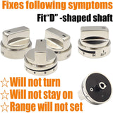 2 Pcs Silver AEZ73453509 Oven Stove Knob Assembly - Stainless Steel Replacement for AEZ72909008, Easy Install & Durable Upgrade - Rear View