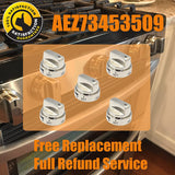 2 Pcs Silver AEZ73453509 Oven Stove Knob Assembly - Stainless Steel Replacement for AEZ72909008, Easy Install & Durable Upgrade - Low Angle