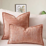 Pink Chenille Crosshatch Textured Pillow Covers Set of 2 - Modern Minimalist Sofa Bed Cushion Covers 45x45cm & 30x50cm(without pillow core)