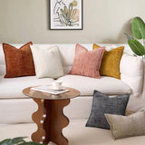 Yellow Chenille Crosshatch Textured Pillow Covers Set of 2 - Modern Minimalist Sofa Bed Cushion Covers 45x45cm & 30x50cm(without pillow core) - Front View