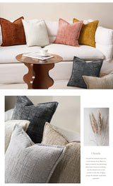 Yellow Chenille Crosshatch Textured Pillow Covers Set of 2 - Modern Minimalist Sofa Bed Cushion Covers 45x45cm & 30x50cm(without pillow core) - 45-Degree Angle