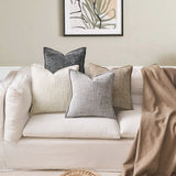 Light Grey Chenille Crosshatch Textured Pillow Covers Set of 2 - Modern Minimalist Sofa Bed Cushion Covers 45x45cm & 30x50cm(without pillow core) - Top-Down View
