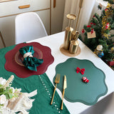 Green Nordic Style Faux Leather Placemats Set of 4 - Heat-Resistant Waterproof Table Mats 38x38cm(cutlery not included) - Side View