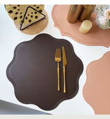 Coffee Nordic Style Faux Leather Placemats Set of 4 - Heat-Resistant Waterproof Table Mats 38x38cm(cutlery not included) - 45-Degree Angle