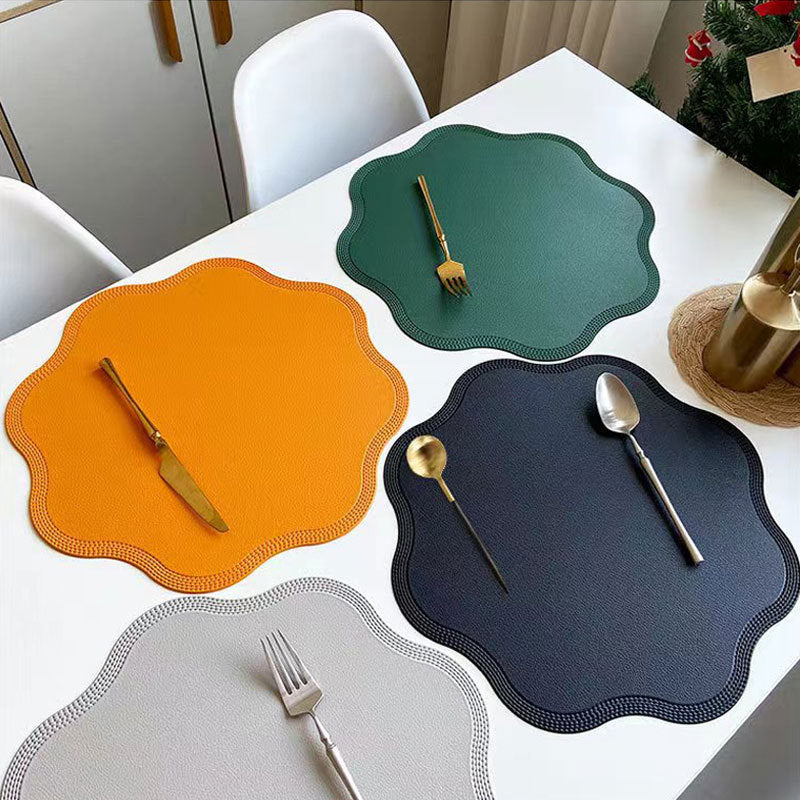 Black Nordic Style Faux Leather Placemats Set of 4 - Heat-Resistant Waterproof Table Mats 38x38cm(cutlery not included)