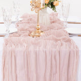 White Bohemian Gauze Table Runner 2-Pack - Polyester Fabric for Party and Birthday Table Decor - Rear View