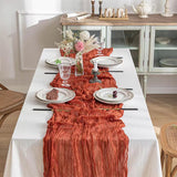 Dark Green Bohemian Gauze Table Runner 2-Pack - Polyester Fabric for Party and Birthday Table Decor - Close-Up Angle