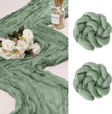 Dark Green Bohemian Gauze Table Runner 2-Pack - Polyester Fabric for Party and Birthday Table Decor - Extra Image