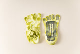2 Pairs Light Green Tie-Dye Non-Slip Yoga Socks for Women - Five-Toe Cotton Blend Socks for Pilates and Indoor Sports - Side View