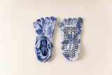 2 Pairs Blue Tie-Dye Non-Slip Yoga Socks for Women - Five-Toe Cotton Blend Socks for Pilates and Indoor Sports - Side View