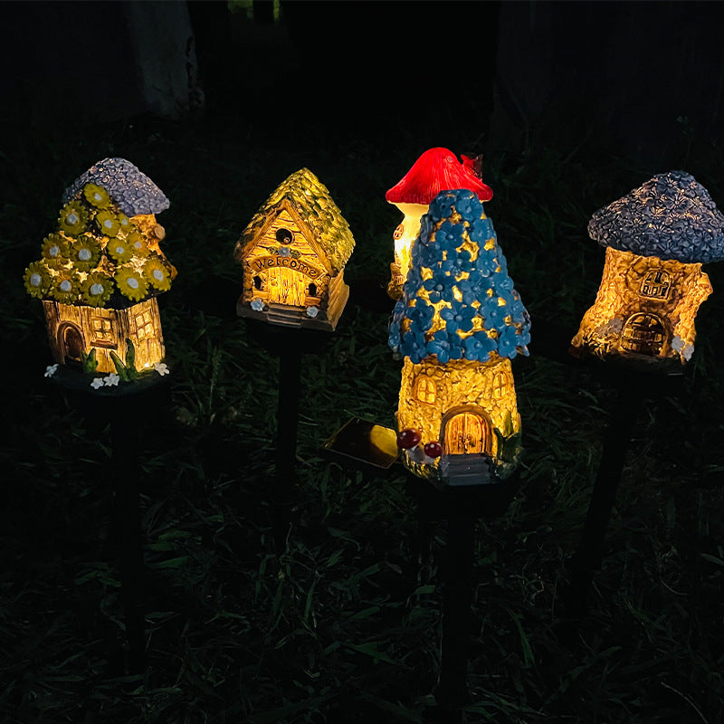 Style 4 Brown And Blue Solar Resin Garden Stake Light - Outdoor Landscape Light for Yard and Patio Decor