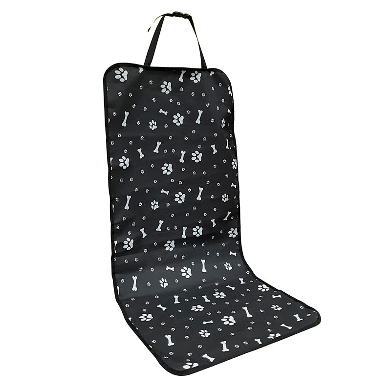 4 Pcs Black with Paw and Bone Print Waterproof Pet Car Seat Cover - Scratch-Resistant Oxford Cloth for Dogs and Cats (106 x 49 cm)
