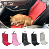 4 Pcs Black with Paw and Bone Print Waterproof Pet Car Seat Cover - Scratch-Resistant Oxford Cloth  for Dogs and Cats (106 x 49 cm) - Front View
