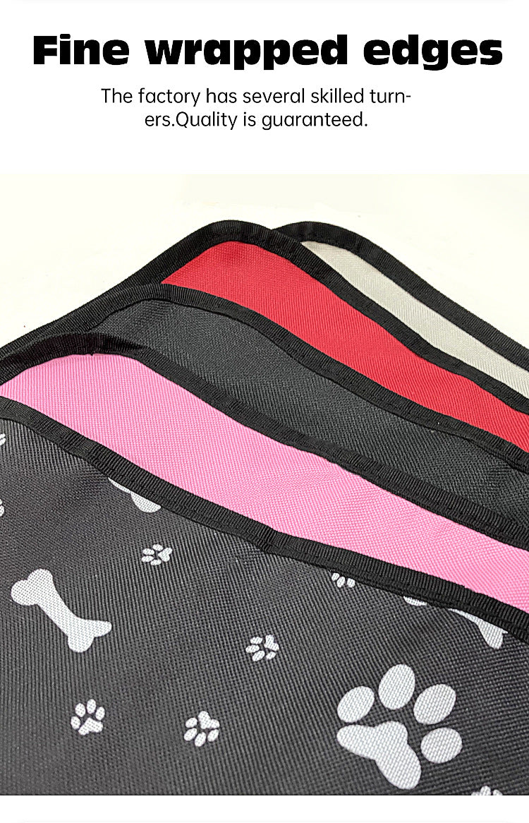4 Pcs Black with Paw and Bone Print Waterproof Pet Car Seat Cover - Scratch-Resistant Oxford Cloth  for Dogs and Cats (106 x 49 cm)