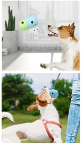 2 Pcs White And Green Interactive Pet Treat Dispensing Ball - Food-Grade Silicone Rolling Toy for Dogs with 1.5 cm Leakage Hole - Low Angle