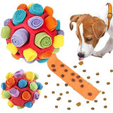 Yellow Ball And Colorful Strips Of Fabric Interactive Pet Snuffle Ball - Treat-Dispensing Toy for Dogs and Cats, 20 cm TPR and Felt Fabric for Mental