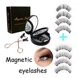Style 1 Black Magnetic False Eyelashes Kit - 3 Pairs with Applicator Clip and Mirror Case