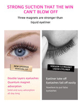 Style 2 Black Magnetic False Eyelashes Kit - 3 Pairs with Applicator Clip and Mirror Case