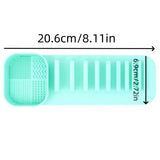 3 Pcs Grey Silicone Makeup Brush Organizer and Cleaning Rack - Wall-Mounted Holder with Brush Cleaning Texture - Front View