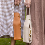 Brown Leather-Look Single Wine Bottle Carrier Bag with Handle and Side Pocket for Opener(Red wine and bottle opener are props for shooting and are not included) - Top-Down View