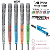 2 Pcs Grey MCC PLUS4 Midsize Golf Grip - Rubber and Cotton Thread Hybrid, 265 mm, 72g, Core 60 - Front View