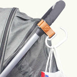 Black Stroller Hooks 4-Pack - Leather and Alloy Pram Hooks with Velcro for Mom Bags and Accessories - Rear View