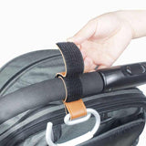 Grey Stroller Hooks 4-Pack - Leather and Alloy Pram Hooks with Velcro for Mom Bags and Accessories
