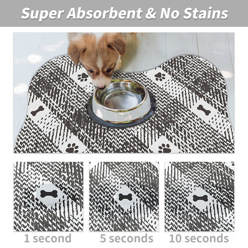 Black And White Pet Feeding Mat 50x70cm - Anti-Slip, Durable Diatom Mud Mat for Dogs and Cats, Easy to Clean