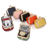 Green Mini Jewelry Pouch - Compact PU Leather Coin Purse for Earrings, Rings, and Necklaces, 6.5x5x3.5cm - Top-Down View