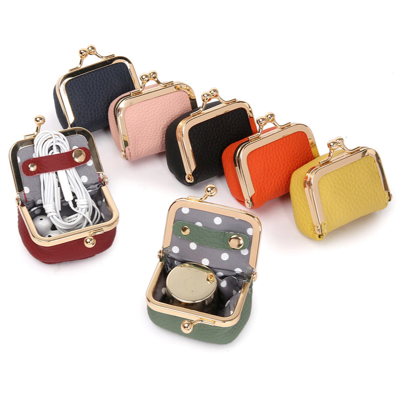 Yellow Mini Jewelry Pouch - Compact PU Leather Coin Purse for Earrings, Rings, and Necklaces, 6.5x5x3.5cm