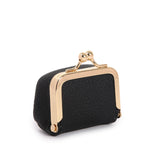 Red Mini Jewelry Pouch - Compact PU Leather Coin Purse for Earrings, Rings, and Necklaces, 6.5x5x3.5cm - Close-Up Angle