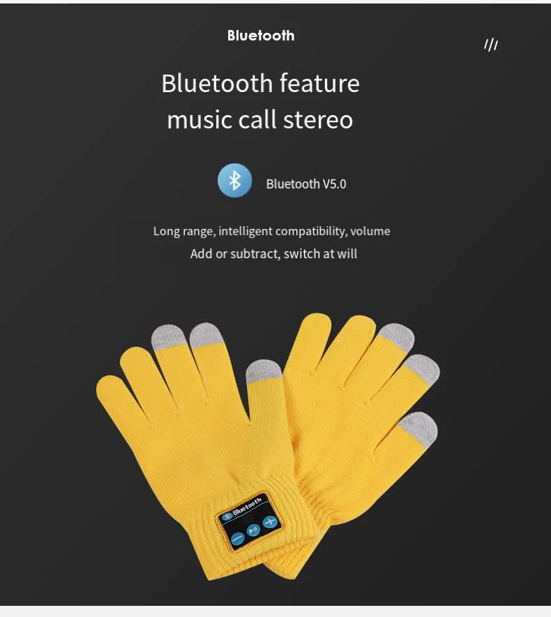 Black Bluetooth Touchscreen Winter Gloves - Warm, Thickened, and Hands-Free for Calls and Music, Perfect for Cycling