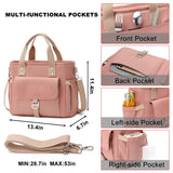 Pink Spacious Insulated Lunch Bag - Wide Open Design, Removable Strap, Side Water Bottle Pockets - Perfect for Work, Picnic & Travel