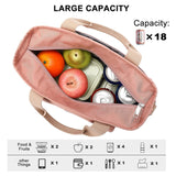 Pink Spacious Insulated Lunch Bag - Wide Open Design, Removable Strap, Side Water Bottle Pockets - Perfect for Work, Picnic & Travel