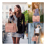 Pink Spacious Insulated Lunch Bag - Wide Open Design, Removable Strap, Side Water Bottle Pockets - Perfect for Work, Picnic & Travel - Rear View